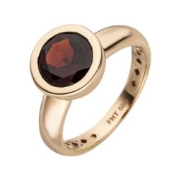 JOBO Goldring, 585 Roségold mit 1 Granat