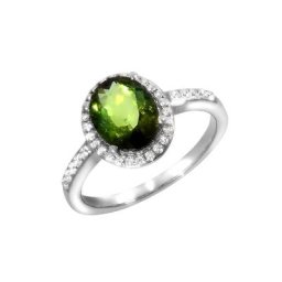 Creazione Bijoux Fingerring 750/- Weißgold mit Turmalin und Diamanten