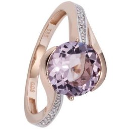 JOBO Fingerring Ring mit Amethyst und 16 Diamanten, 585 Roségold bicolor