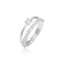 Elli Solitärring Solitär Zirkonia Stapelring (Set 2-tlg) 925 Silber