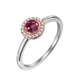 Firetti Fingerring 1,7 mm, rhodiniert, tlw. vergoldet, in Bicolor, mit Turmalin und Zirkonia