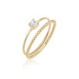 Elli Solitärring Zirkonia Gedreht Twisted Set (2 tlg) 925 Silber