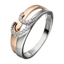 JOBO Diamantring, 585 Gold bicolor mit 13 Diamanten