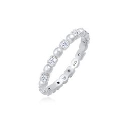 Elli Fingerring Bandring Kugel Zirkonia Viereck 925 Silber
