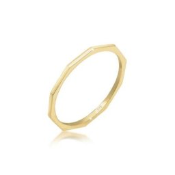 Elli Premium Fingerring Bandring Geo Basic Minimal Look 375er Gelbgold
