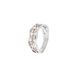 Zeeme Fingerring 925/- Sterling Silber Herzen 2-farbig