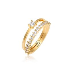 Elli Solitärring Solitär Zirkonia Stapelring (Set 2-tlg) 925 Silber