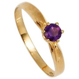 JOBO Goldring, 585 Gold mit Amethyst