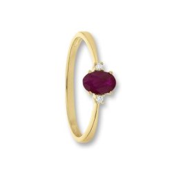 ONE ELEMENT Diamantring 0,02 ct Diamant Brillant Rubin Ring aus 585 Gelbgold, Damen Gold Schmuck