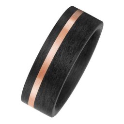 JOBO Fingerring, Carbon und 585 Roségold matt Partnerring bicolor