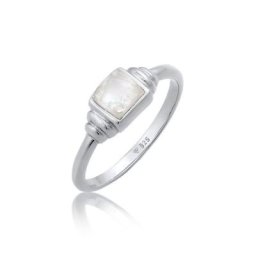 Elli Premium Fingerring Mondstein Quadrat Vintage 925 Silber