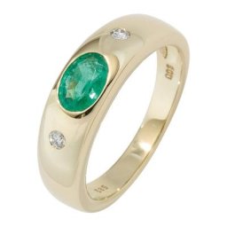JOBO Diamantring, 585 Gold mit Smaragd und 2 Diamanten