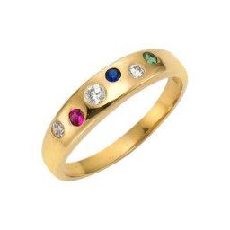 Firetti Goldring mit Farbsteinen, mit Rubin, Saphir, Smaragd und Zirkonia