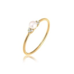 Elli DIAMONDS Verlobungsring Verlobung Perle Diamant (0.03 ct) 585 Gelbgold