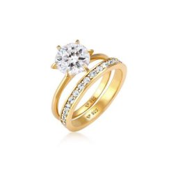 Elli Solitärring Kristalle Eternity (2 tlg) 925 Silber