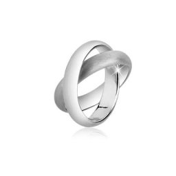 Nenalina Fingerring Wickelring Basic Gebürstet Verschlungen 925 Silber