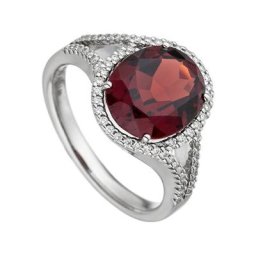 JOBO Fingerring Ring mit Granat und 66 Diamanten, 585 Weißgold