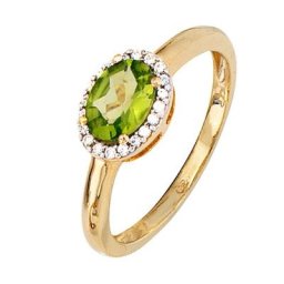 JOBO Diamantring, 585 Gold bicolor mit 20 Diamanten und Peridot