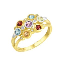 Firetti Silberring Multi, Amethyst, Blautopas (beh), Citrin, Granat, Peridot, Zirkonia (synth)