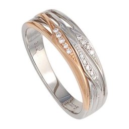 JOBO Diamantring, 585 Gold bicolor mit 14 Diamanten