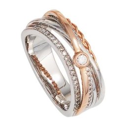 JOBO Diamantring, breit 585 Gold bicolor mit 48 Diamanten