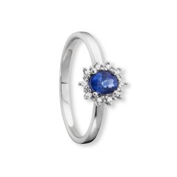 ONE ELEMENT Diamantring 0,05 ct Diamant Brillant Safir Ring aus 585 Weißgold, Damen Gold Schmuck