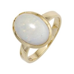 JOBO Goldring, 585 Gold mit Opal-Cabochon