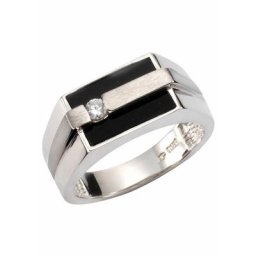 Firetti Silberring Ringkopf in eckiger Form und matt/glanz Optik, mit Onyx, Zirkonia (synth)