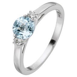 JOBO Diamantring, 585 Weißgold mit Aquamarin und 2 Diamanten