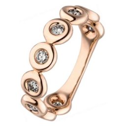JOBO Fingerring, 585 Roségold mit 9 braunen Diamanten