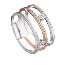 JOBO Fingerring Breiter Ring mit 49 Diamanten, 585 Gold bicolor