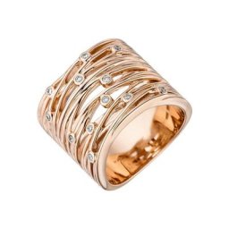 JOBO Diamantring, breit 585 Roségold mit 12 Diamanten