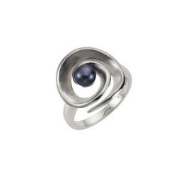 Zeeme Fingerring 925/- Sterling Silber Perle schwarz