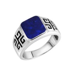 Firetti Silberring Mäander, mit Lapislazuli oder Achat