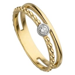 JOBO Fingerring 2-reihiger Ring mit Diamant 0,07 ct., 585 Gold