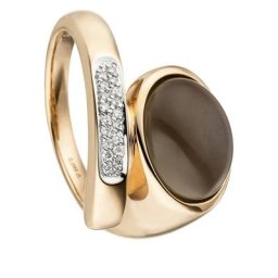 JOBO Fingerring Ring mit Mondstein und 18 Diamanten, 585 Roségold