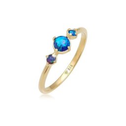 Elli Fingerring Opal Rund Trio Vintage 925er Silber