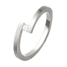JOBO Fingerring, 950 Platin mit Diamant im Caree-Schliff