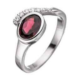 JOBO Silberring, 925 Silber mit Granat und Zirkonia