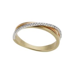 Firetti Goldring Teilweise mehrreihig, verschlungen, tricolor, Glanz, massiv, mit Brillanten