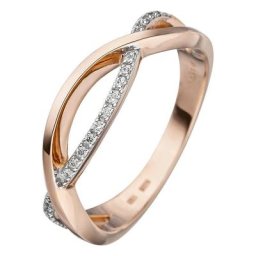 JOBO Diamantring, 585 Roségold mit 20 Diamanten