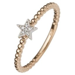 JOBO Diamantring Stern, 585 Gold bicolor mit 6 Diamanten