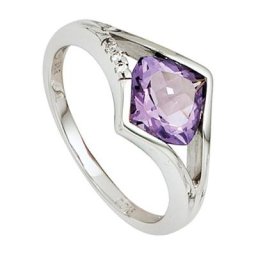 JOBO Diamantring, 585 Weißgold mit Amethyst und 3 Diamanten