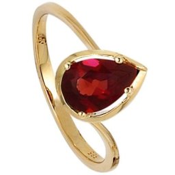 JOBO Goldring Ring mit Granat Tropfen, 585 Gold