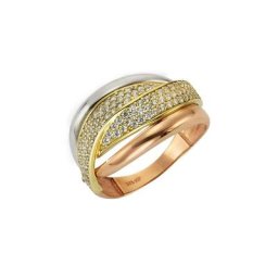 Fascination by Ellen K. Fingerring 375 Gold dreifarbig Zirkonia