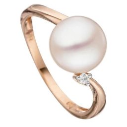 JOBO Perlenring Ring mit Perle und Diamant, 585 Roségold