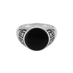 CAÏ Fingerring 925 Silber rhodiniert Onyx Asien Motiv