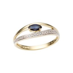 Firetti Goldring bicolor, zweifarbig, mit Saphir und Brillanten