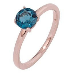 JOBO Goldring Ring mit Blautopas, 585 Roségold