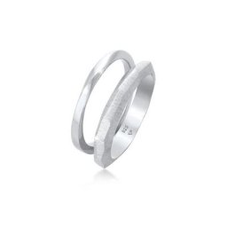 Elli Premium Ring-Set Bandring Basic Gedreht Struktur (2 tlg) 925 Silber